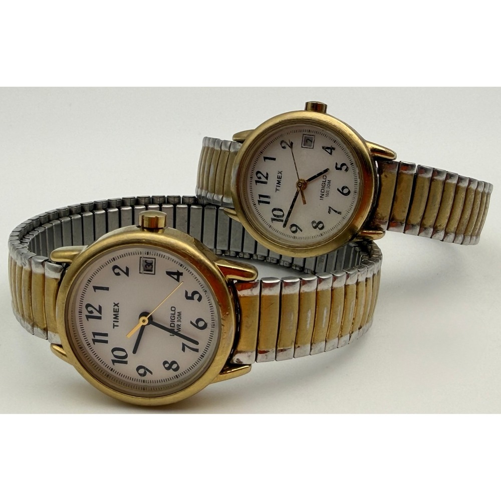 Timex Indiglo WR 30M Two Tone Expansion Band Watch T2H381